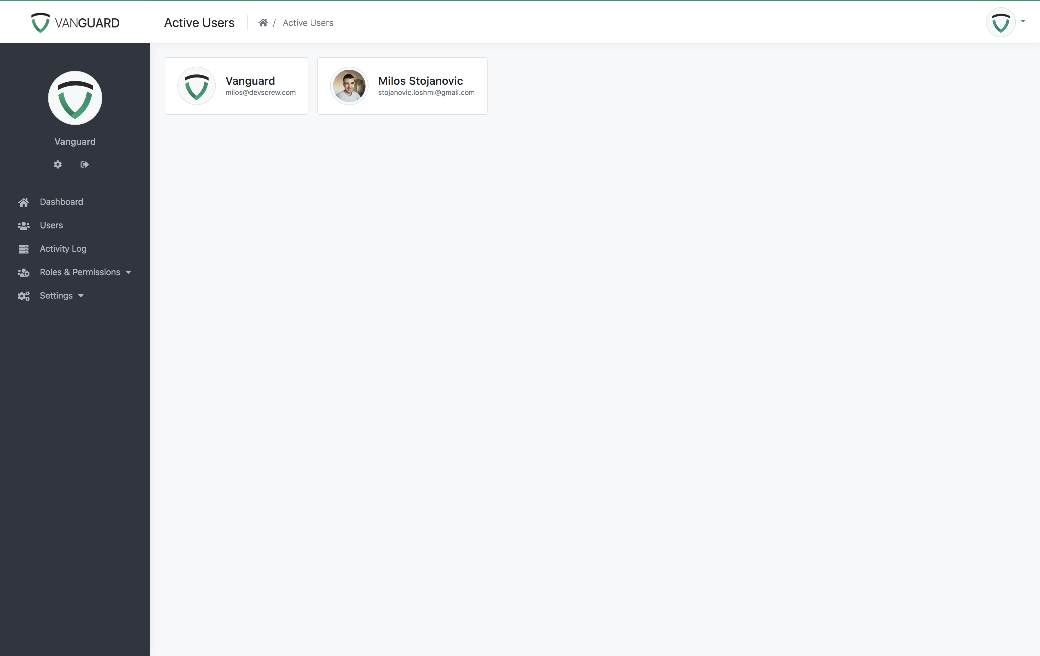 Portal New Page Example - Active Users
