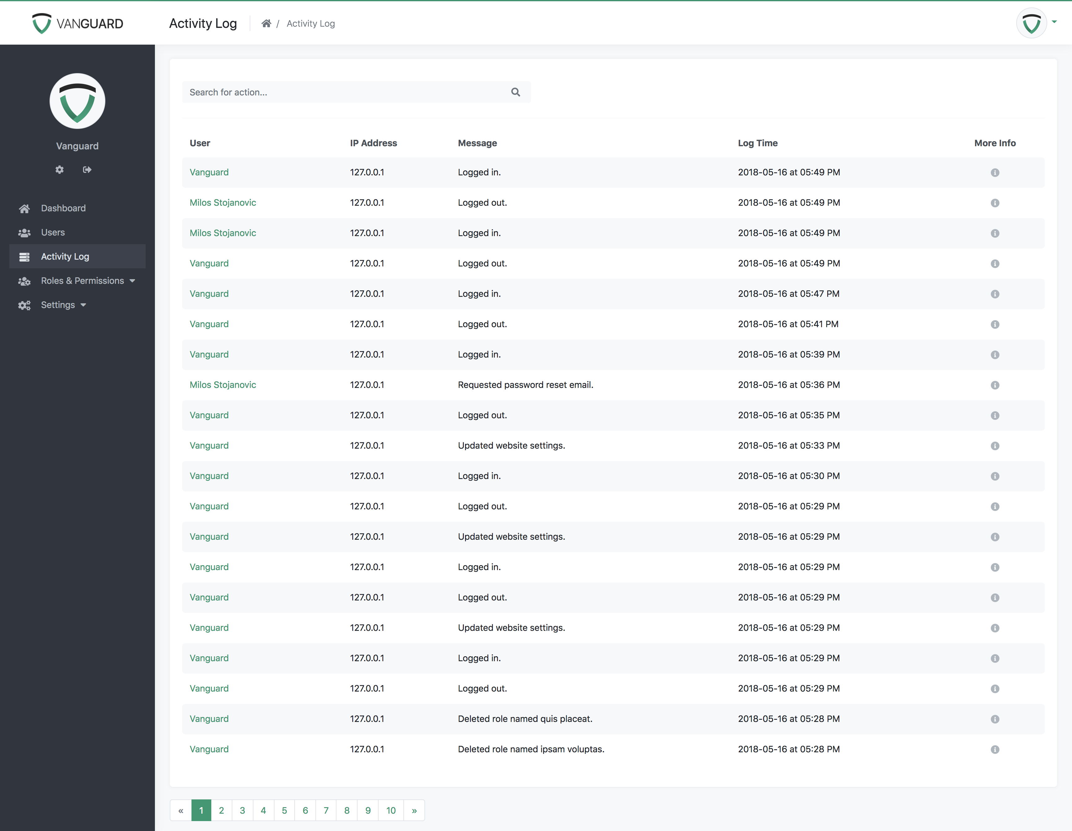 Portal - System Activity Log