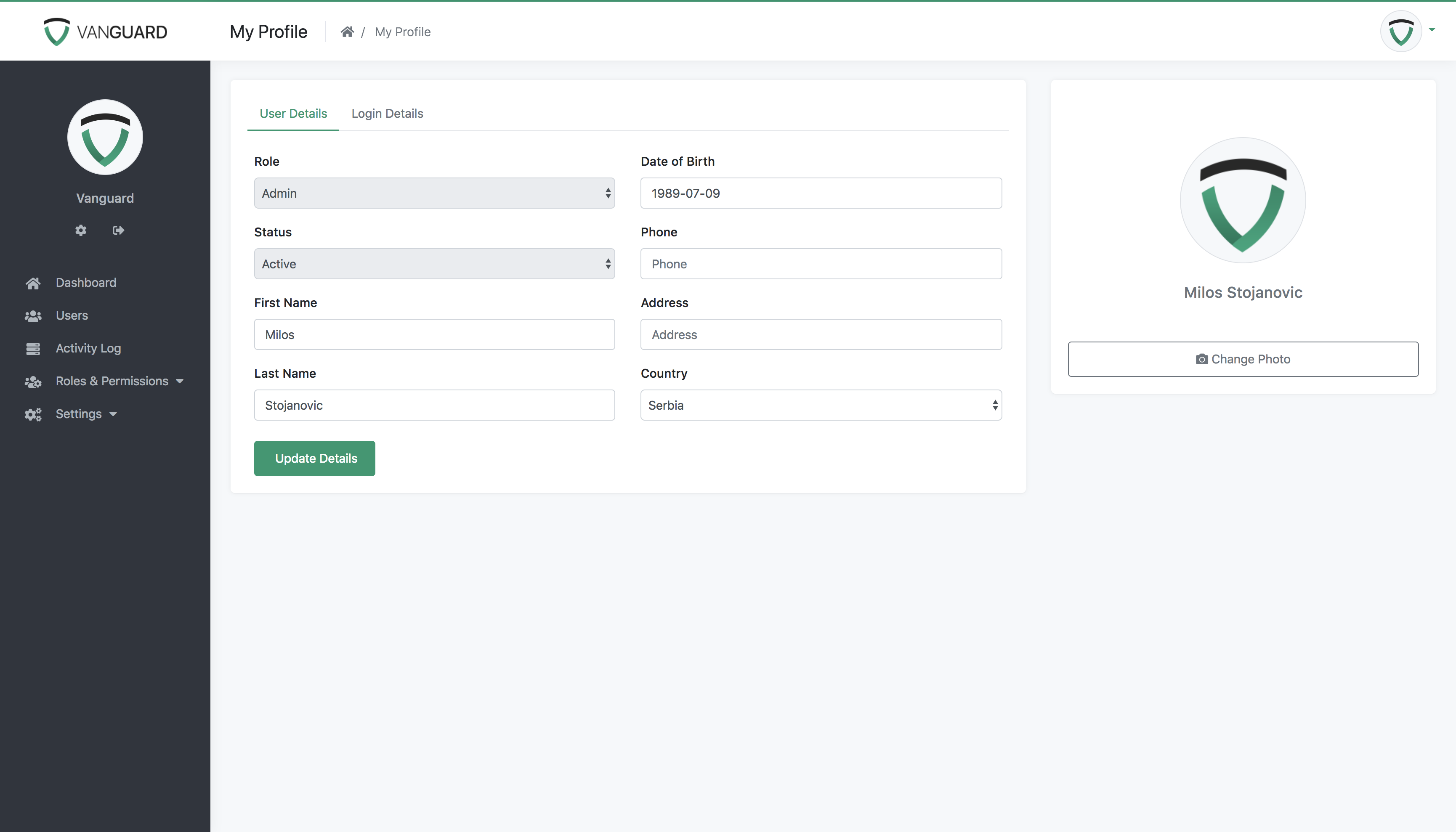 Portal User Profile - Details