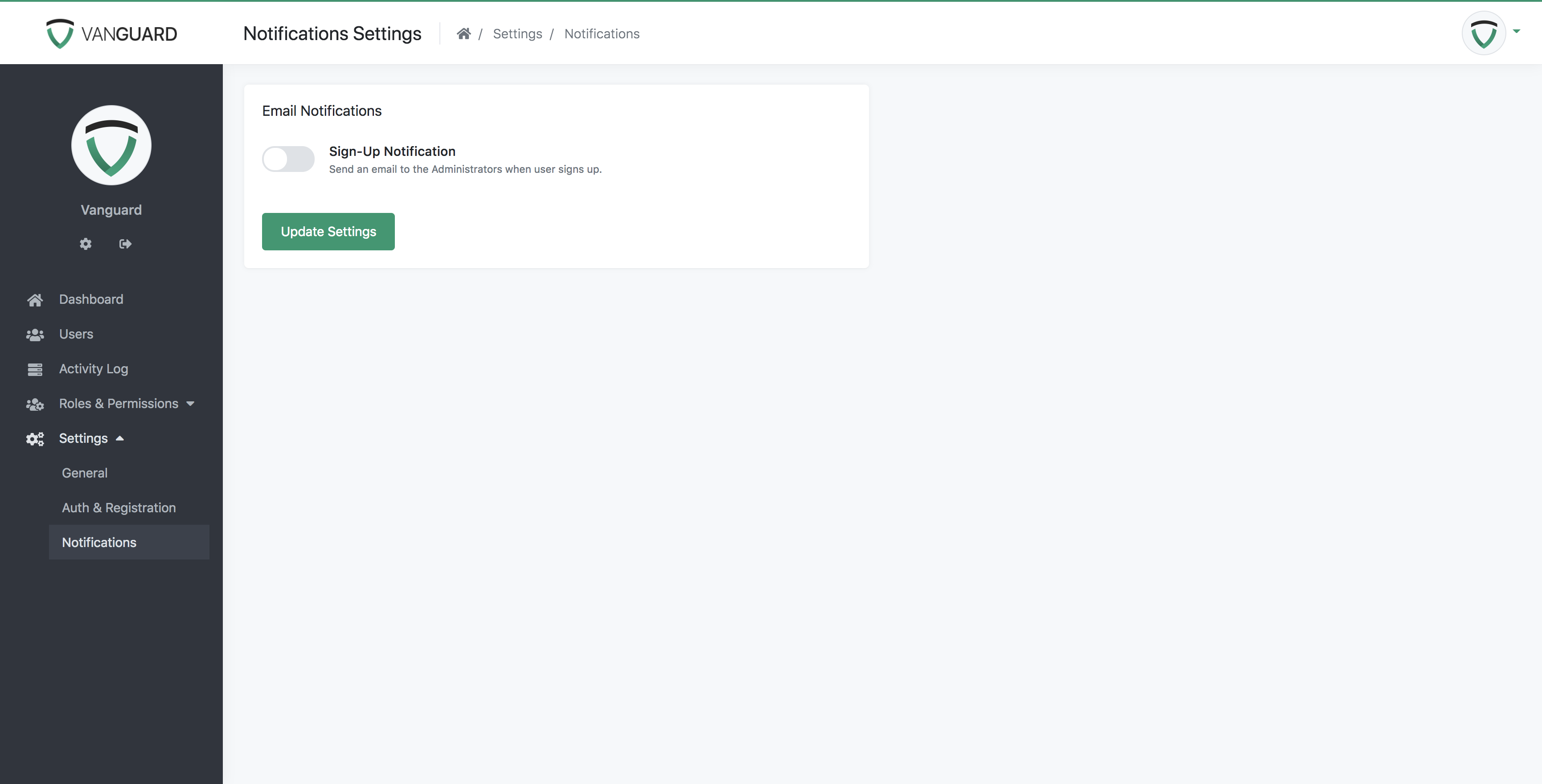 Portal - Notifications Settings